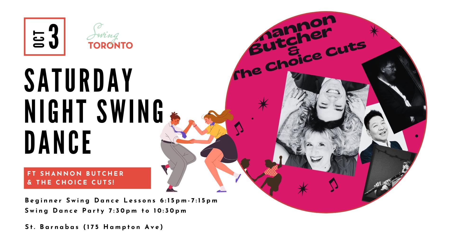 Saturday Night Swing ft. Shannon Butcher & the Choice Cuts! Beginner Lesson & Dance! — SAT 3 – SUN 4 OCT