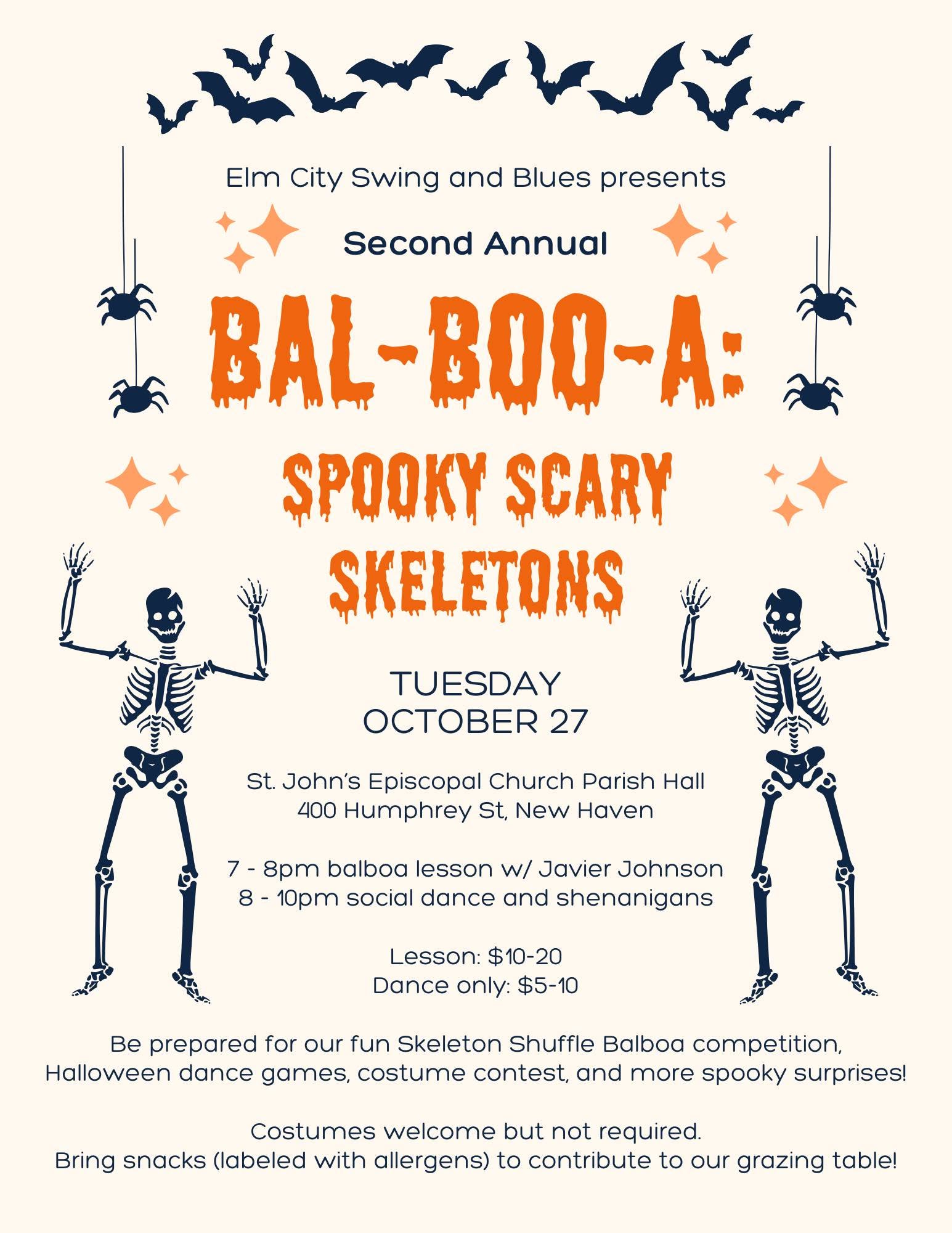 ECSB Second Annual Bal-Boo-a: Spooky Scary Skeletons Edition — TUE 27 – WED 28 OCT