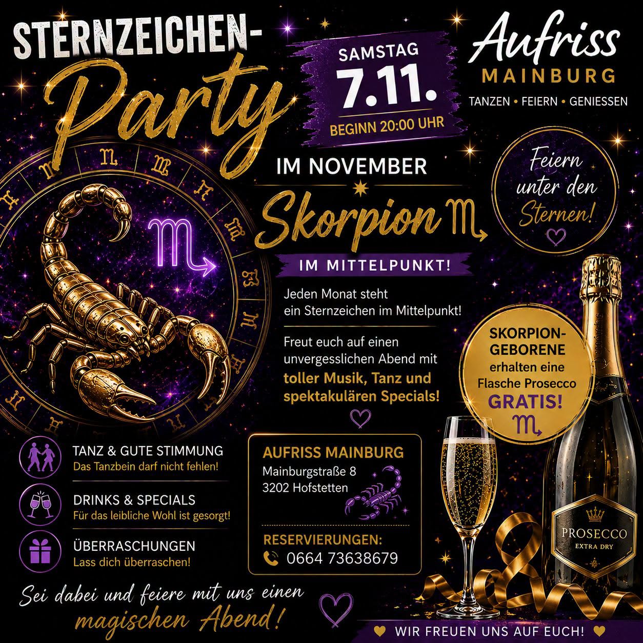 Die große Sternzeichen-Party — SAT 7 – SUN 8 NOV
