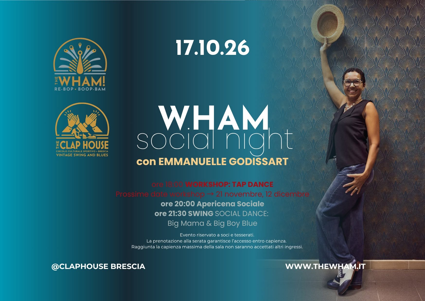 ✨ WHAM SOCIAL NIGHT con Emmanuelle Godissart TAP DANCE!✨ — SAT 17 OCT
