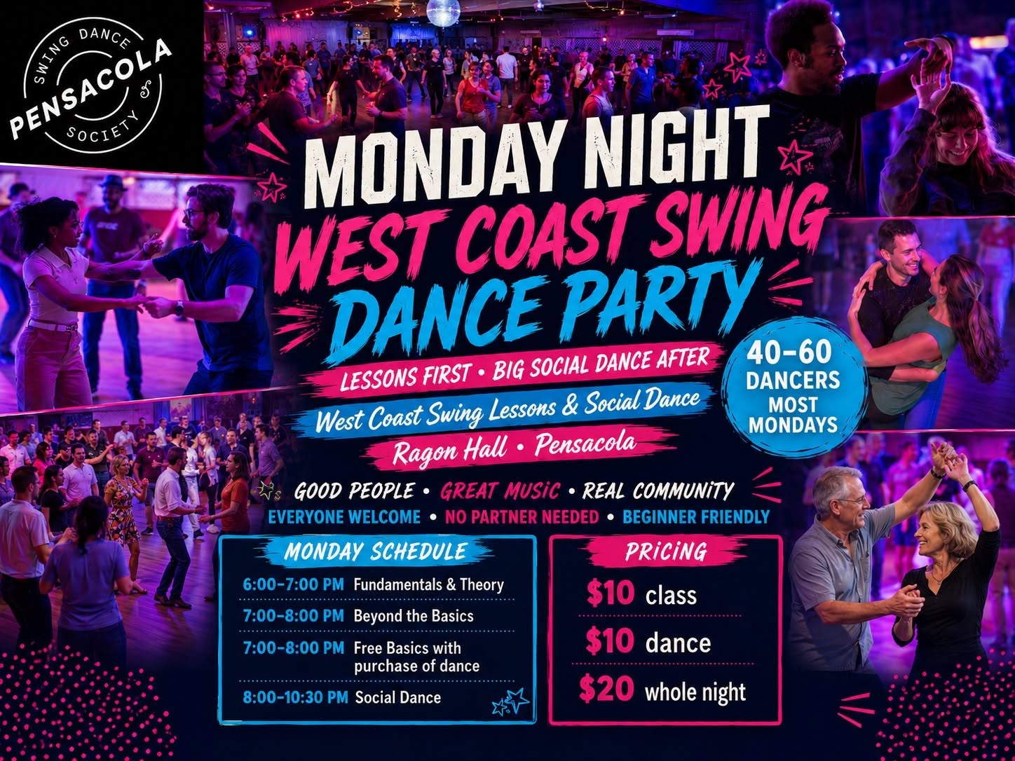 #TGIMonday's at Ragon Hall with West Coast Swing — MON 5 – TUE 6 OCT