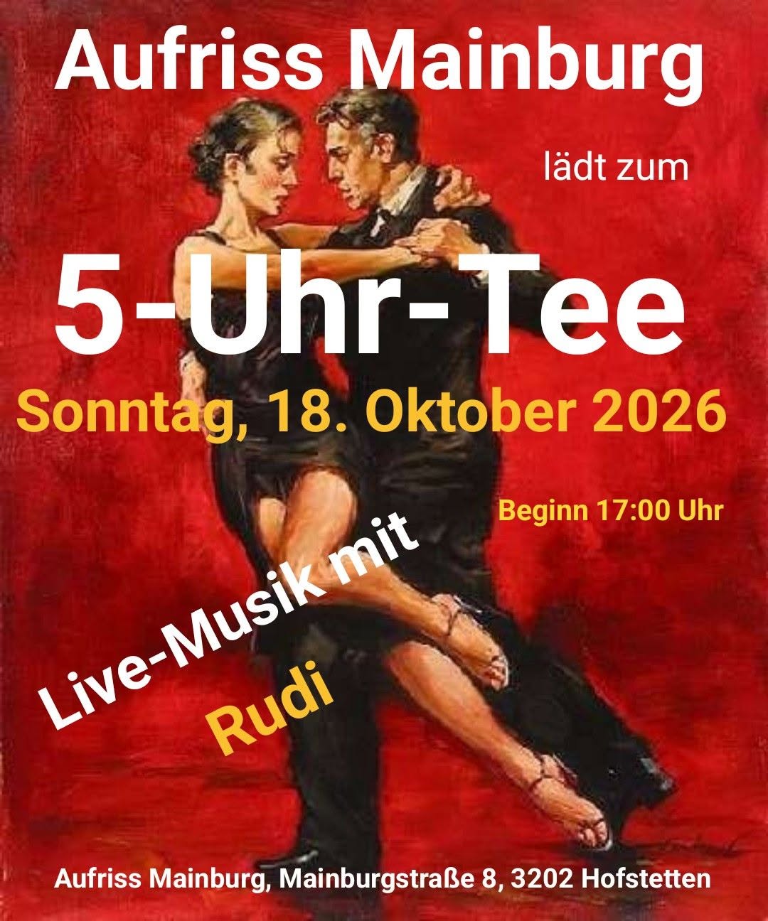 5-Uhr-Tee mit Live-Musik durch Rudi — SUN 18 OCT