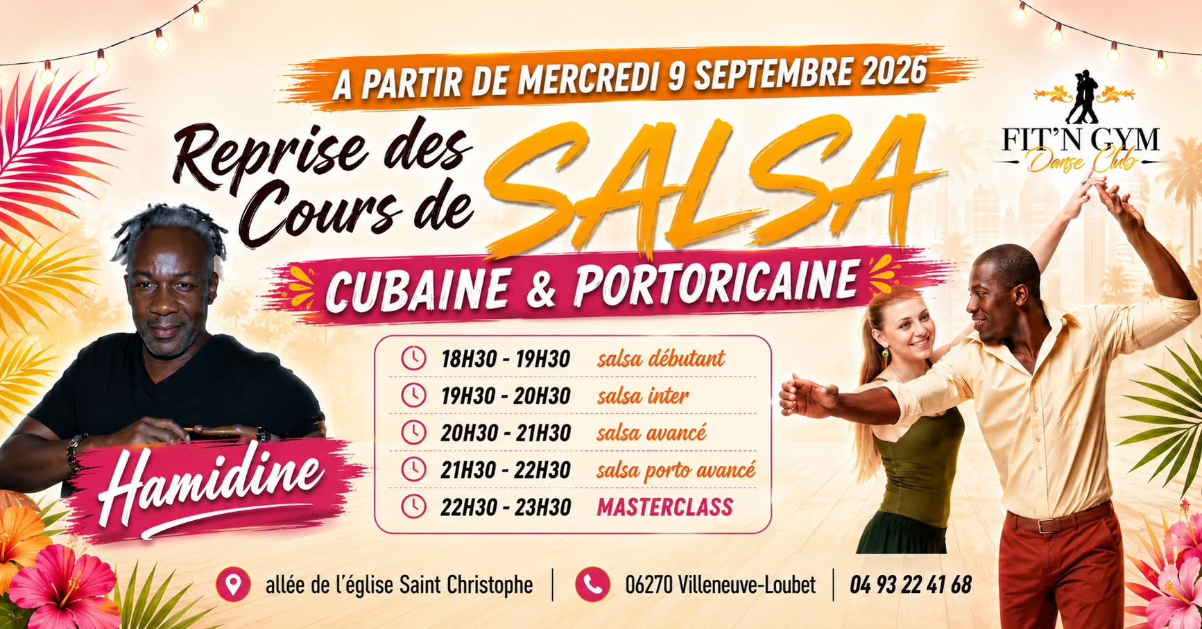 RENTREE SALSA AVEC HAMIDINE SEMAINE DECOUVERTE DU 07 AU 18 SEPTEMBRE 2026 — WED 7 OCT