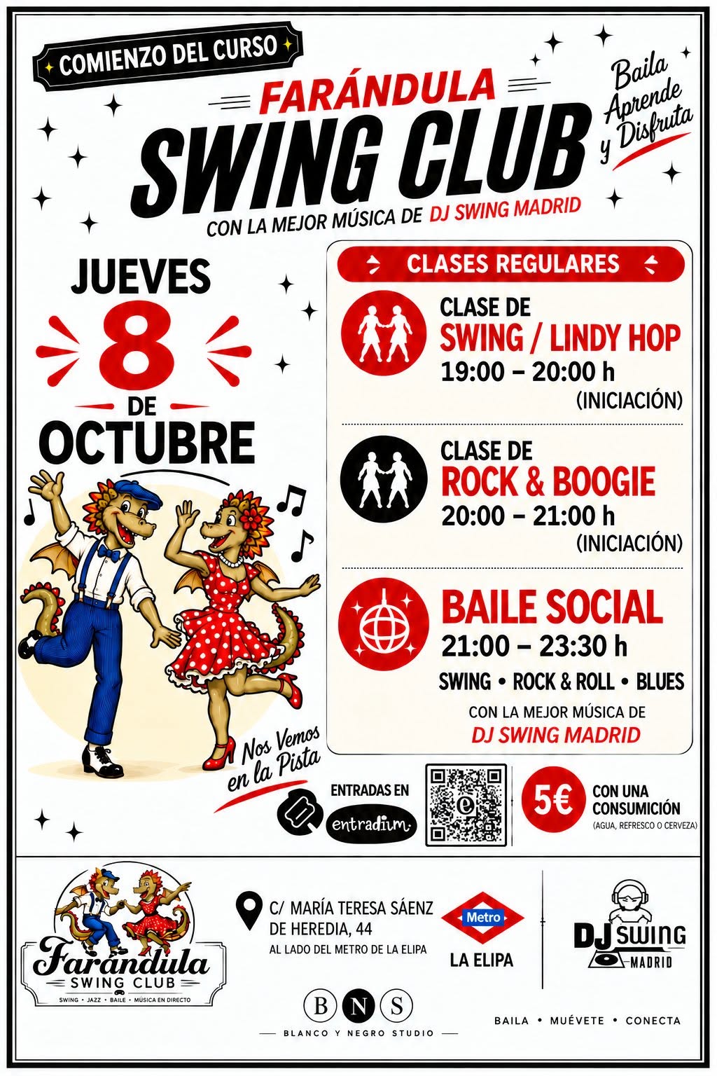 Jueves 8 Octubre en Farándula Swing Club. Baile Social. Swing Rock & Roll y Blues — THU 8 OCT