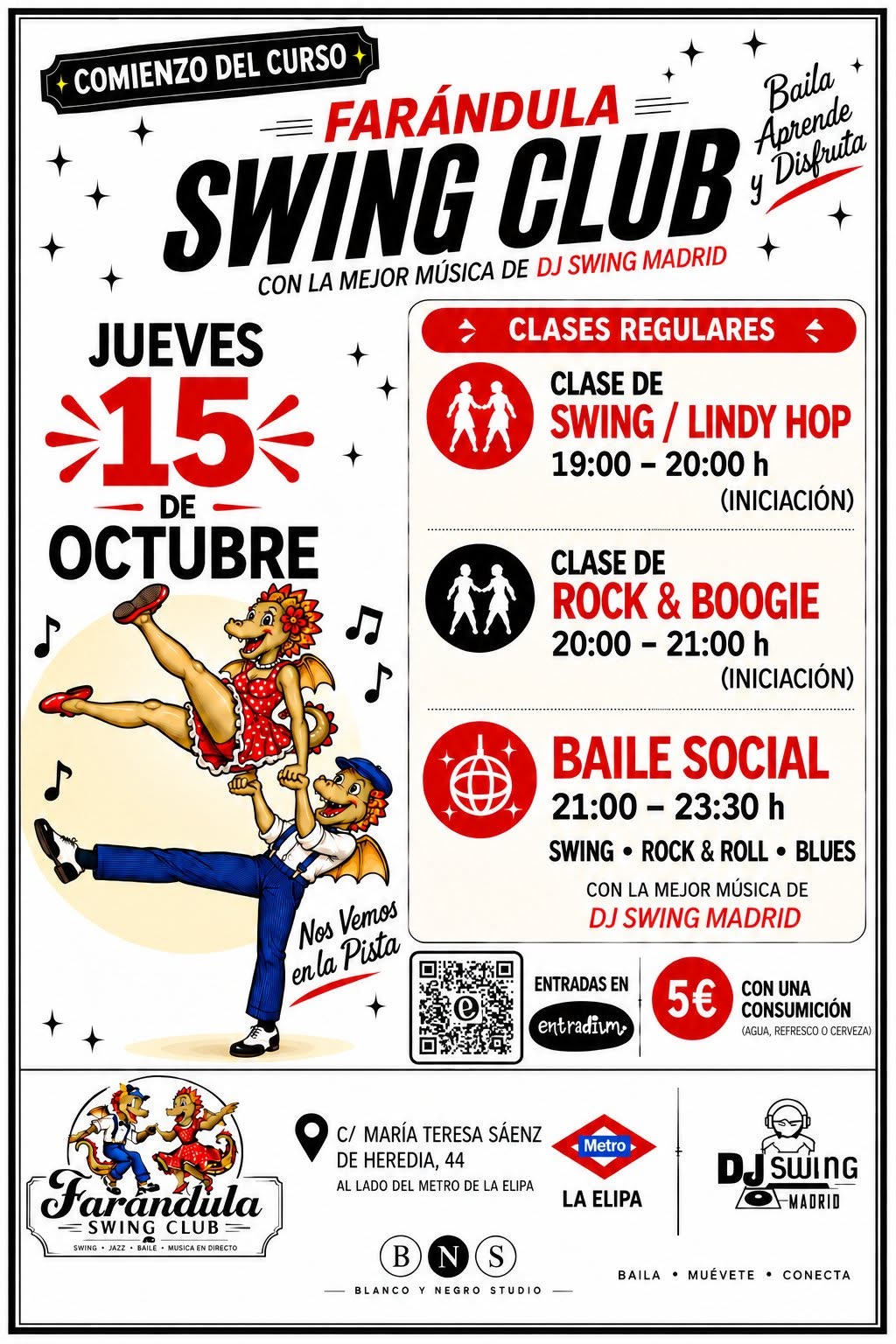 Jueves 15 Octubre en Farándula Swing Club. Baile Social. Swing Rock & Roll y Blues — THU 15 OCT