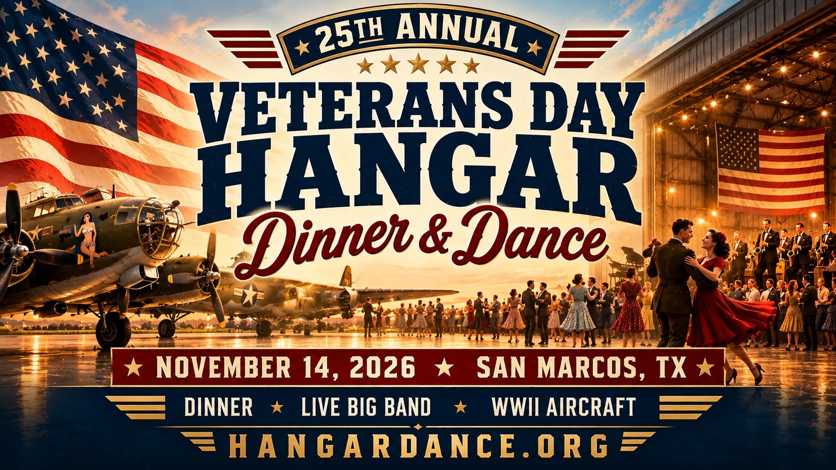 25th Annual Veterans Day Hangar Dinner & Big Band Dance — SUN 15 NOV