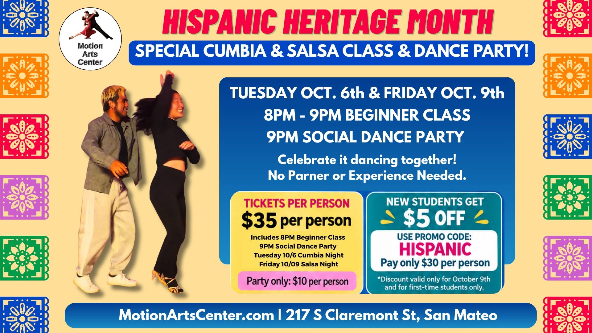 Celebrate Hispanic Heritage Month Dancing in San Mateo! — WED 7 OCT