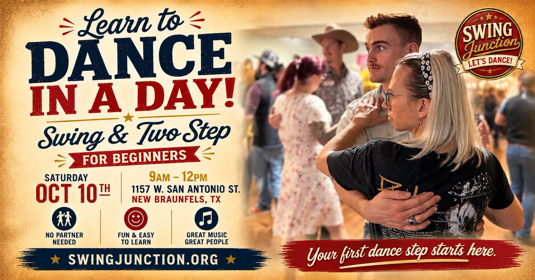 DANCE IN A DAY π Learn to Swing & Two Step for Beginners β SUN 11 OCT
