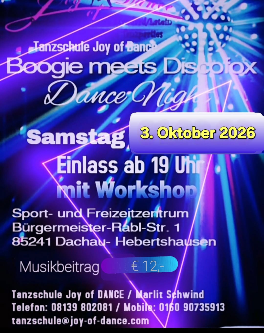 Boogie meets Discofox Tanzparty 3. Oktober 2026 — SAT 3 OCT