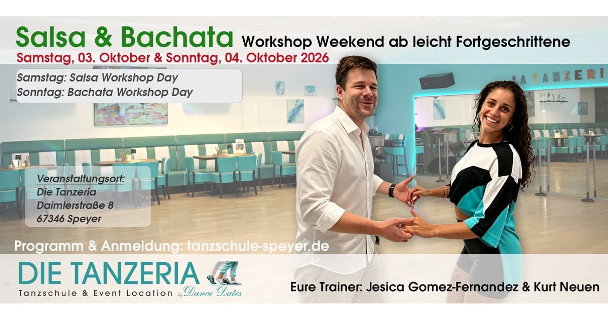 Salsa & Bachata Workshop Weekend ab leicht Fortgeschrittene in der Tanzeria in Speyer — SAT 3 – SUN 4 OCT