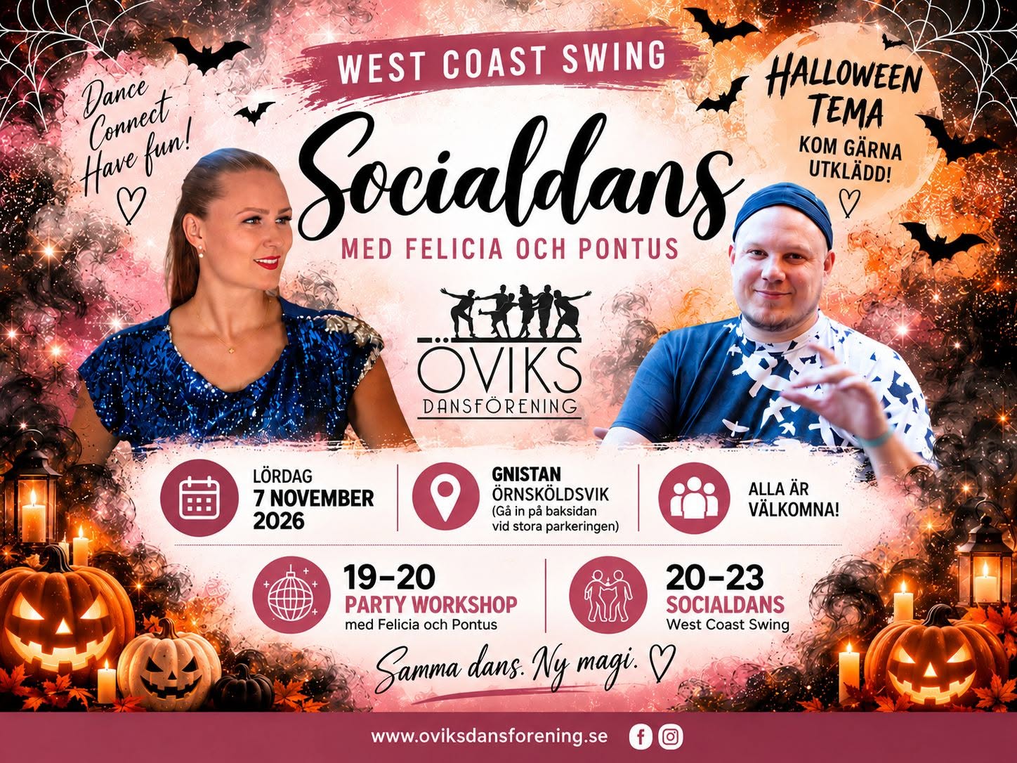 Socialdans WCS 7 November - Partyworkshop med Pontus och Felicia — SAT 7 NOV