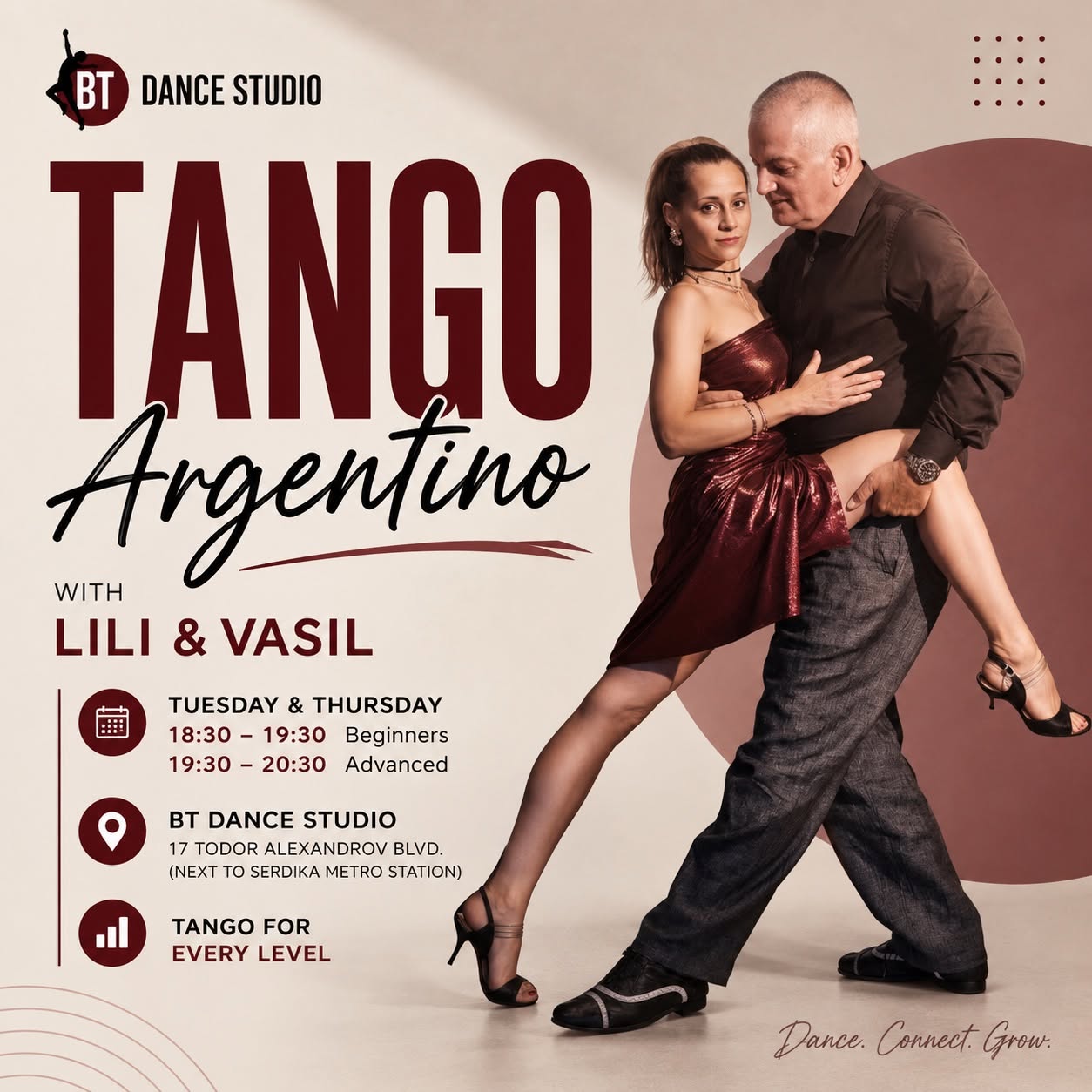 Regular Tango Argentino Classes with Vasil & Liliya — THU 8 OCT