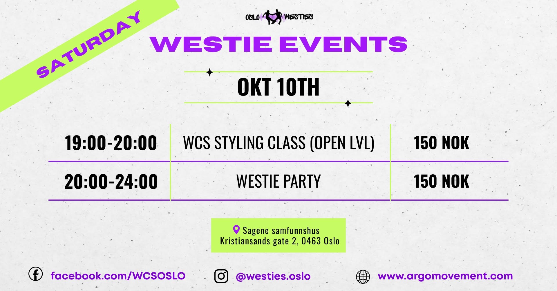 Westie Event – WCS styling class & party 10.10 — SAT 10 OCT