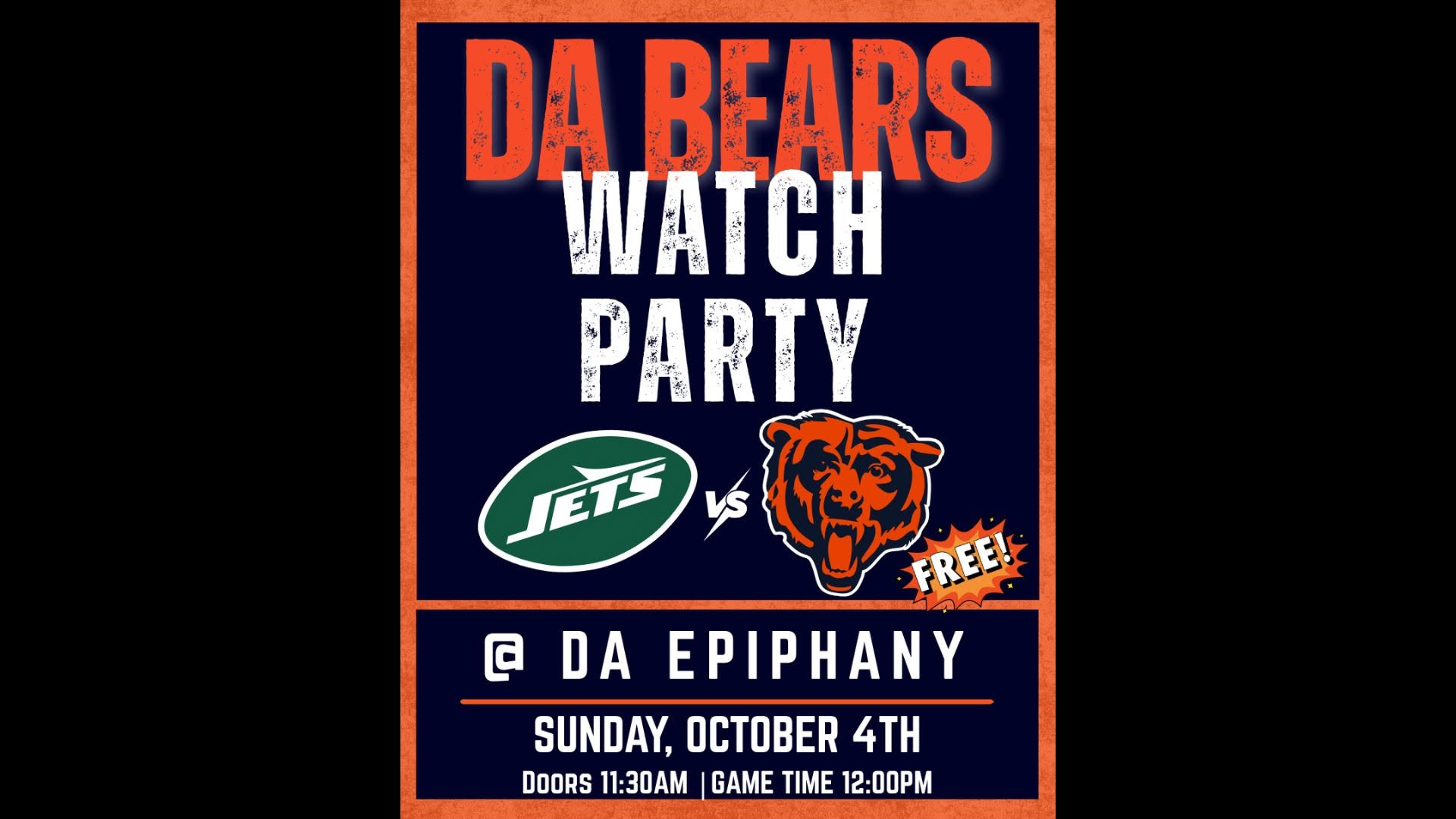 DA BEARS WATCH PARTY — SUN 4 OCT