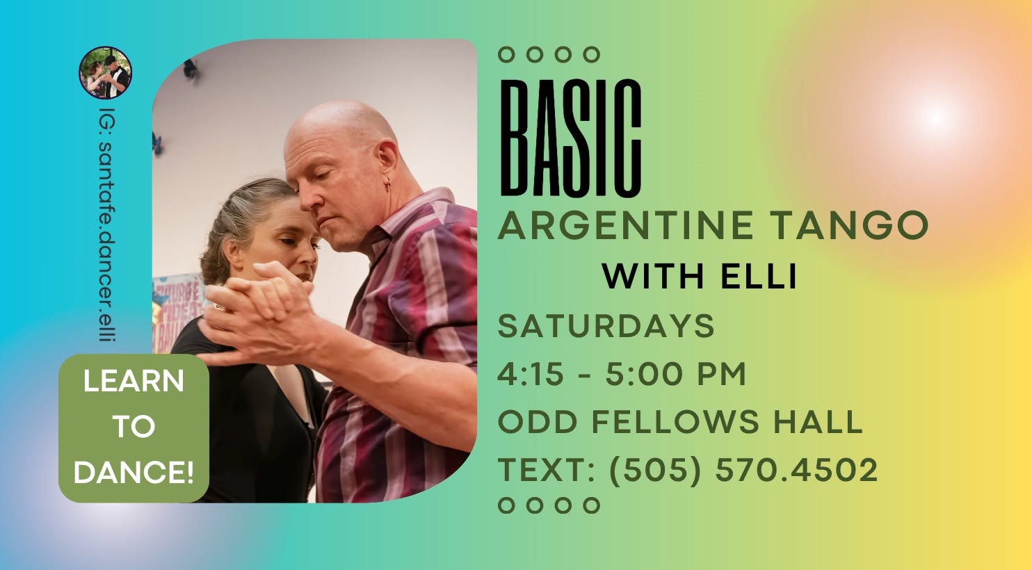 Basic Tango, Saturdays with Elli — SAT 3 OCT