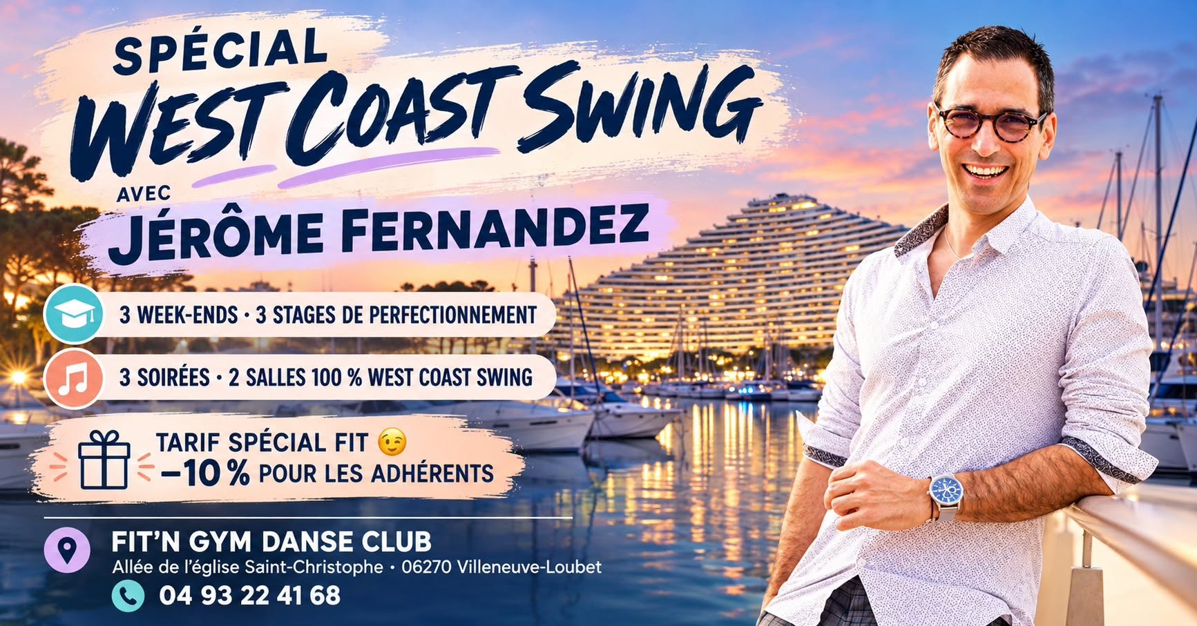 WEEK-END SPECIAL WEST COAST SWING STAGE ET SOIREE AVEC JEROME FERNANDEZ AU FIT'N GYM DANSE CLUB — SAT 5 – SUN 6 DEC