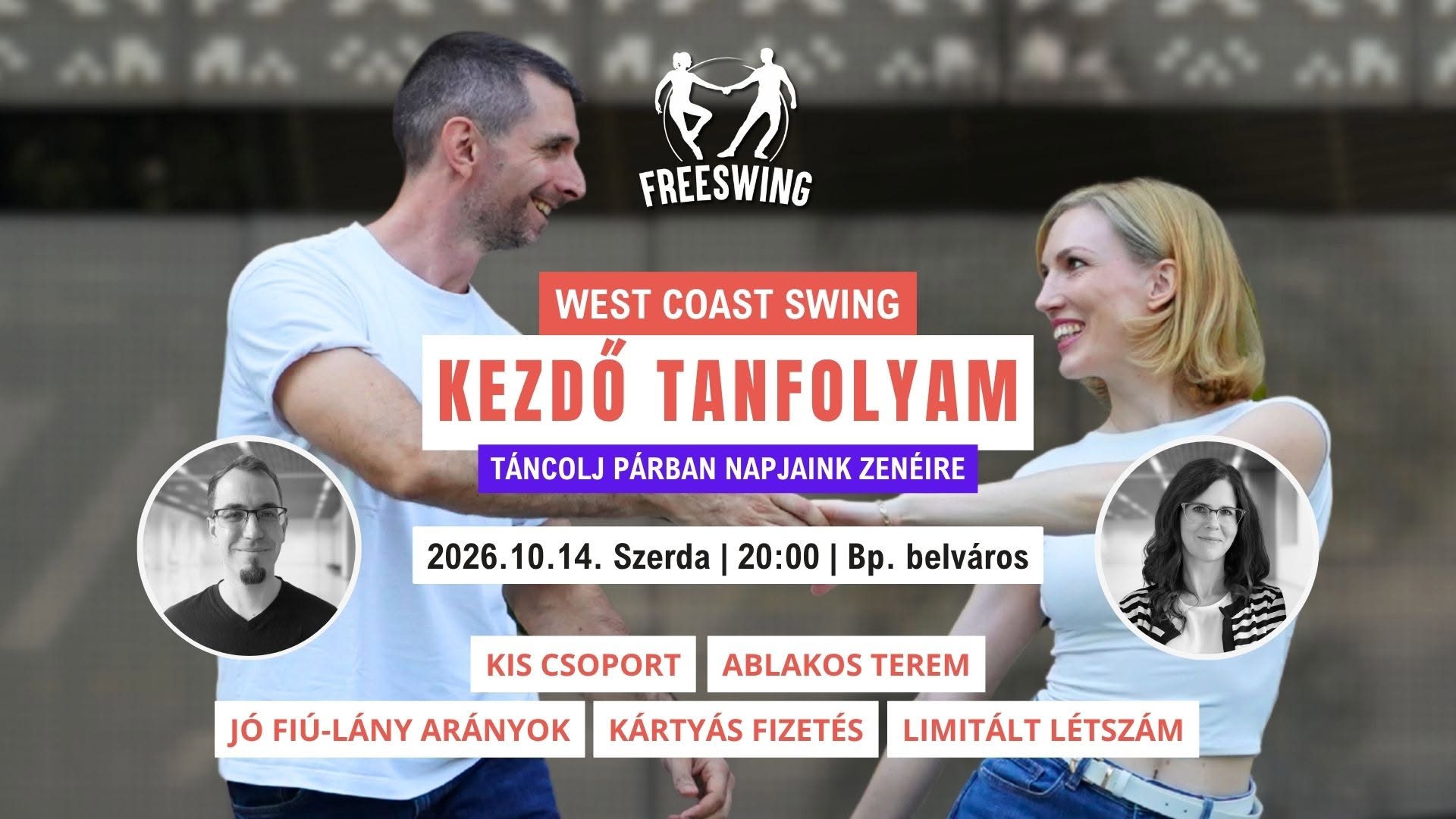 Kezdő West Coast Swing tanfolyam (Szerda 20:00) — WED 14 OCT