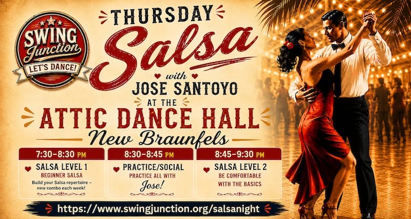 Thursday Swing & Salsa Night | Lessons + Social • New Braunfels — FRI 9 OCT