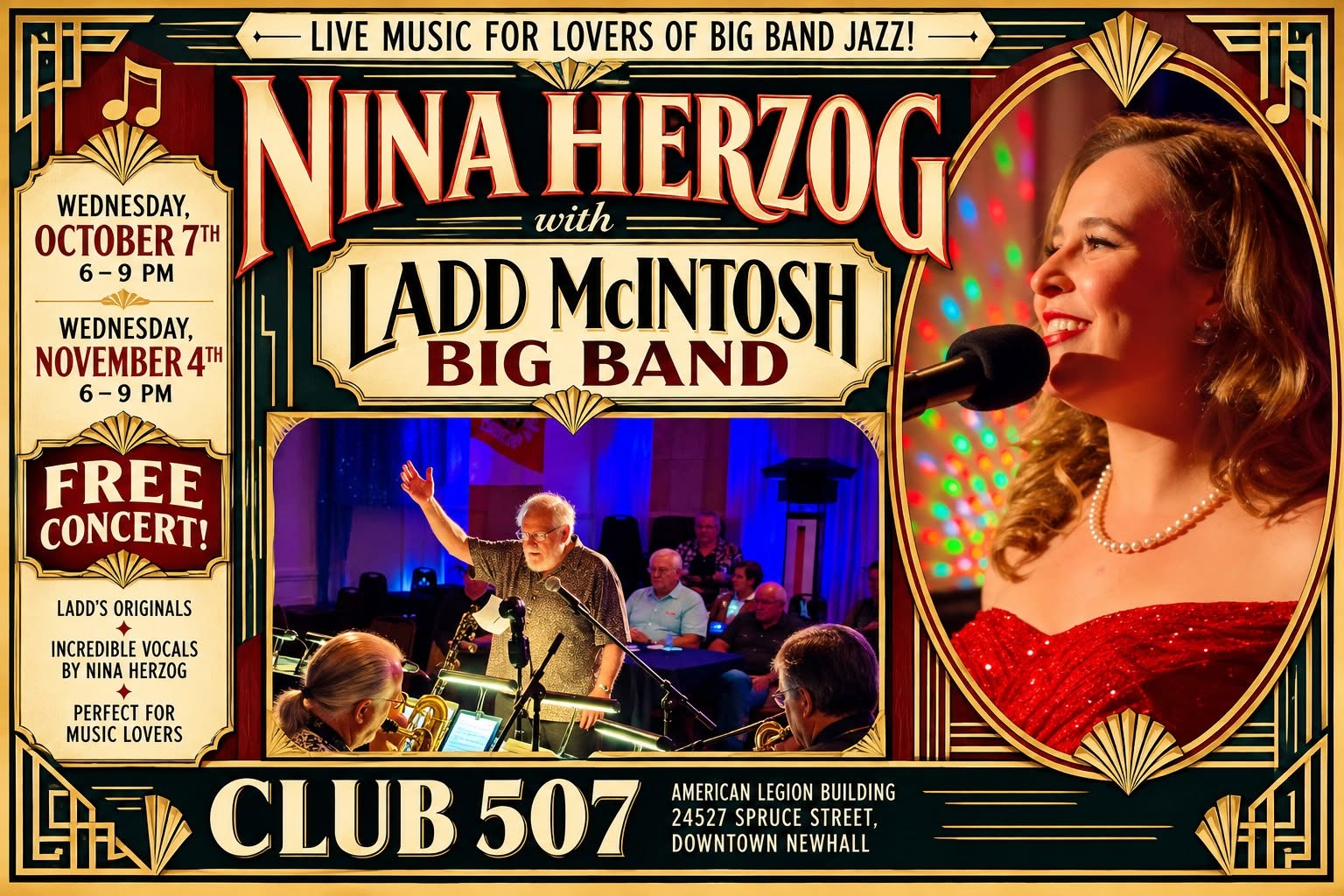 FREE COMMUNITY CONCERT with LADD McINTOSH BIG BAND at CLUB 507 β THU 8 OCT