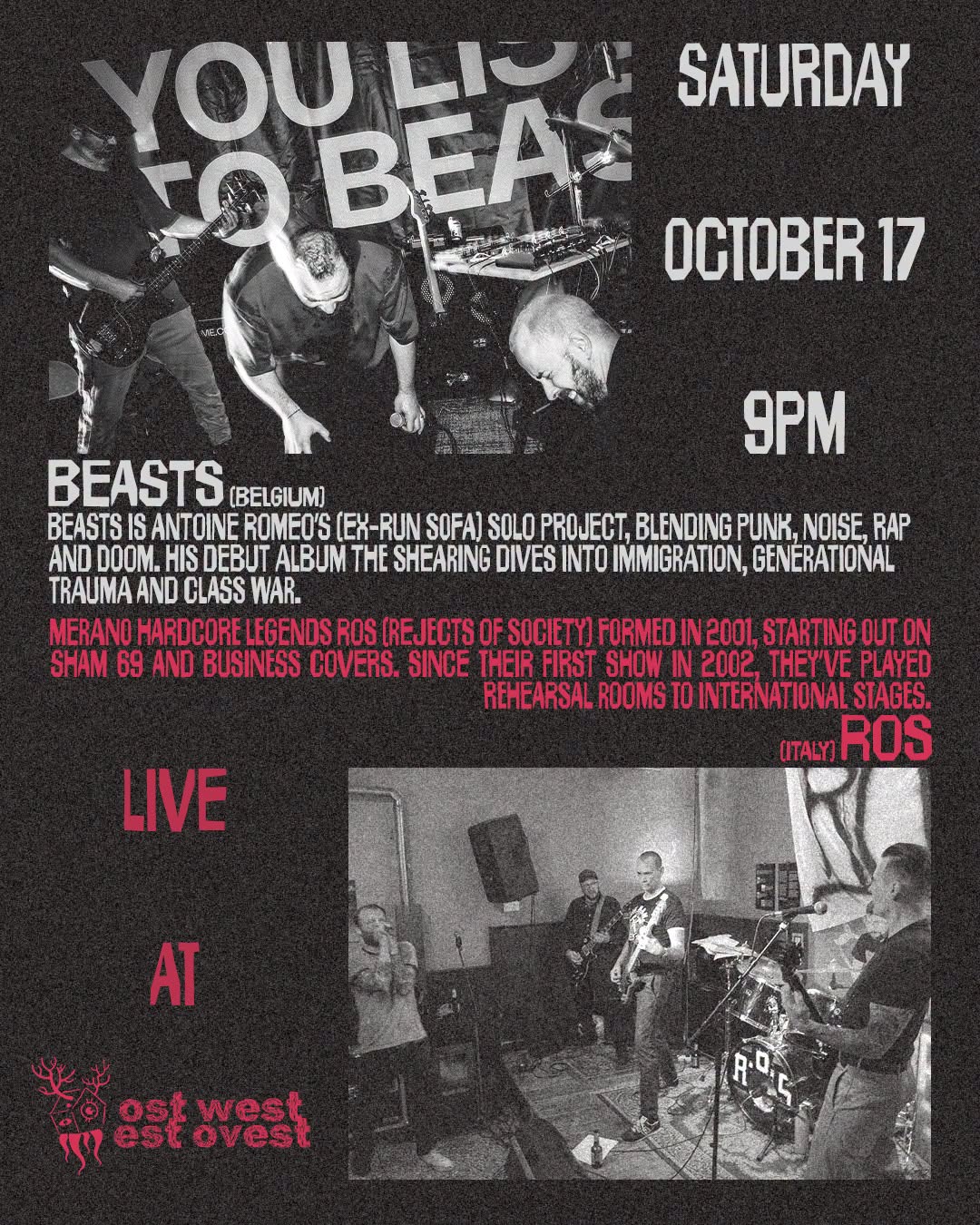 BEASTS & RoS Live in Concert at ost west club est ovest — SAT 17 OCT