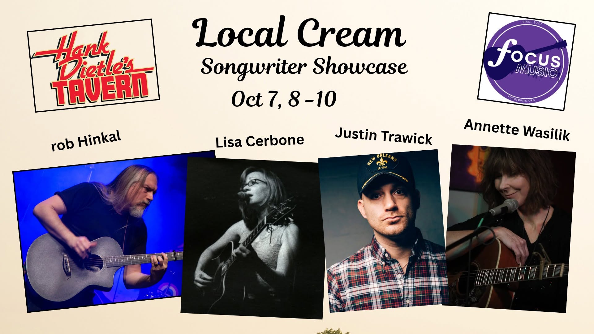 Local Cream Songwriter Showcase — THU 8 OCT