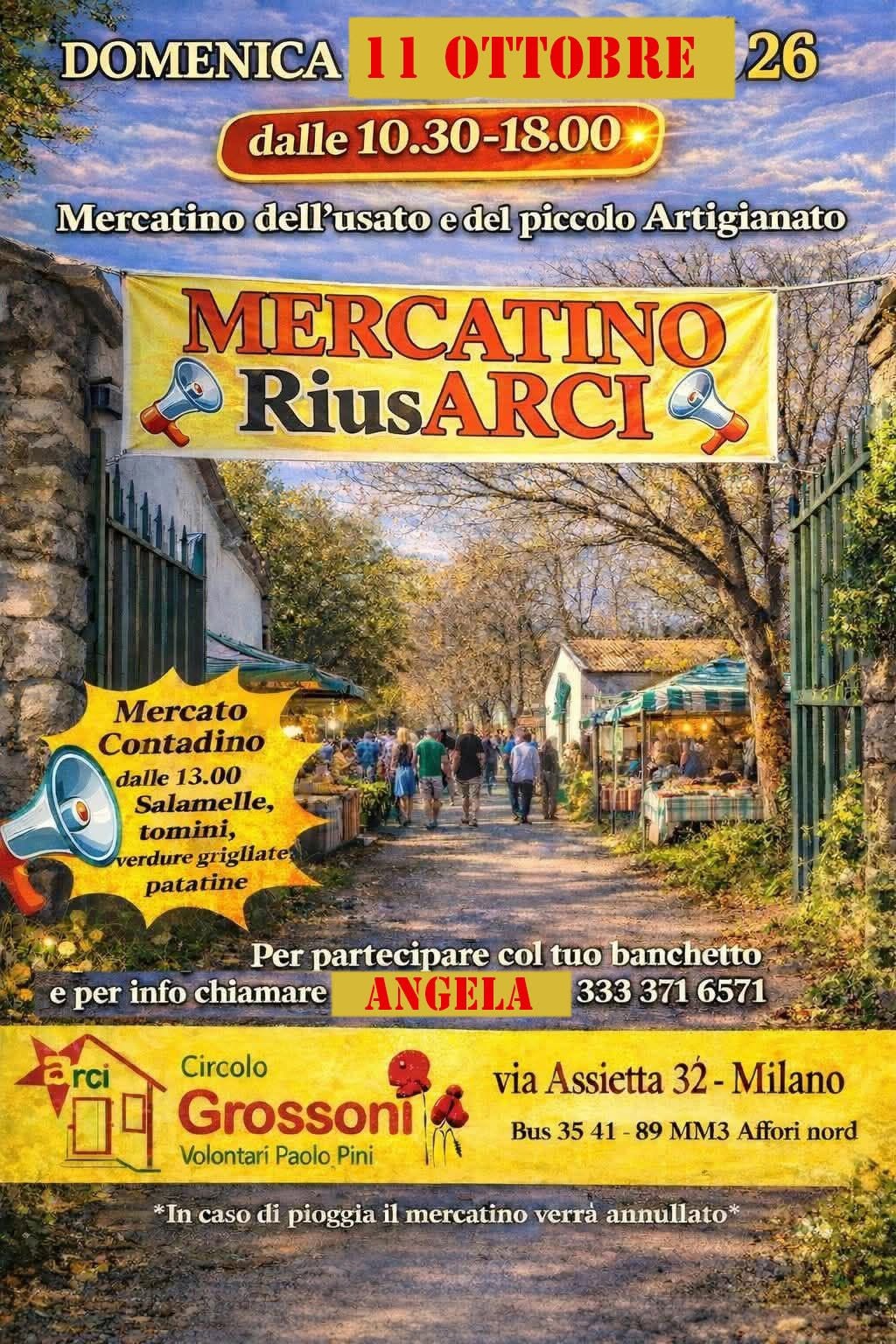 🌳 RiusARCI: il mercatino dell’Usato e del Piccolo Artigianato 🎨✨☀️ — SUN 11 OCT
