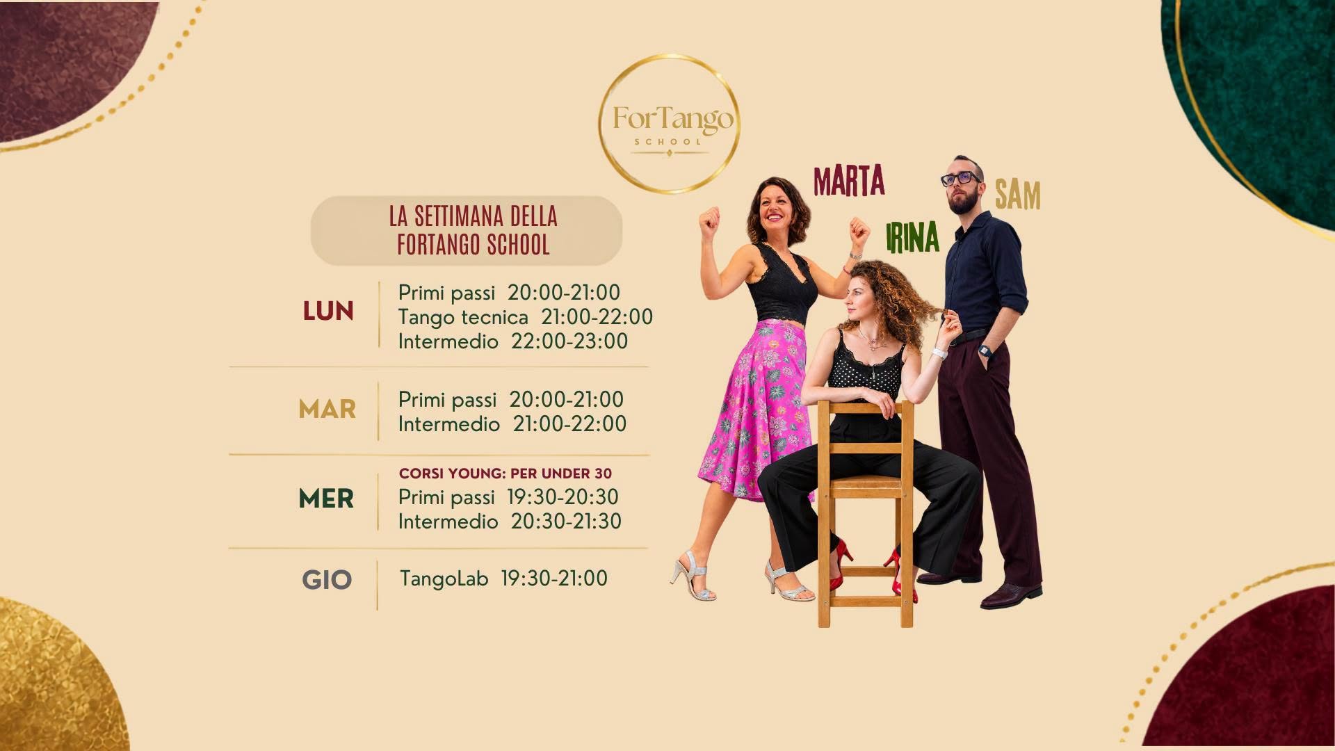 ForTango school corsi di tango 2026-2027 — MON 5 – MON 19 OCT