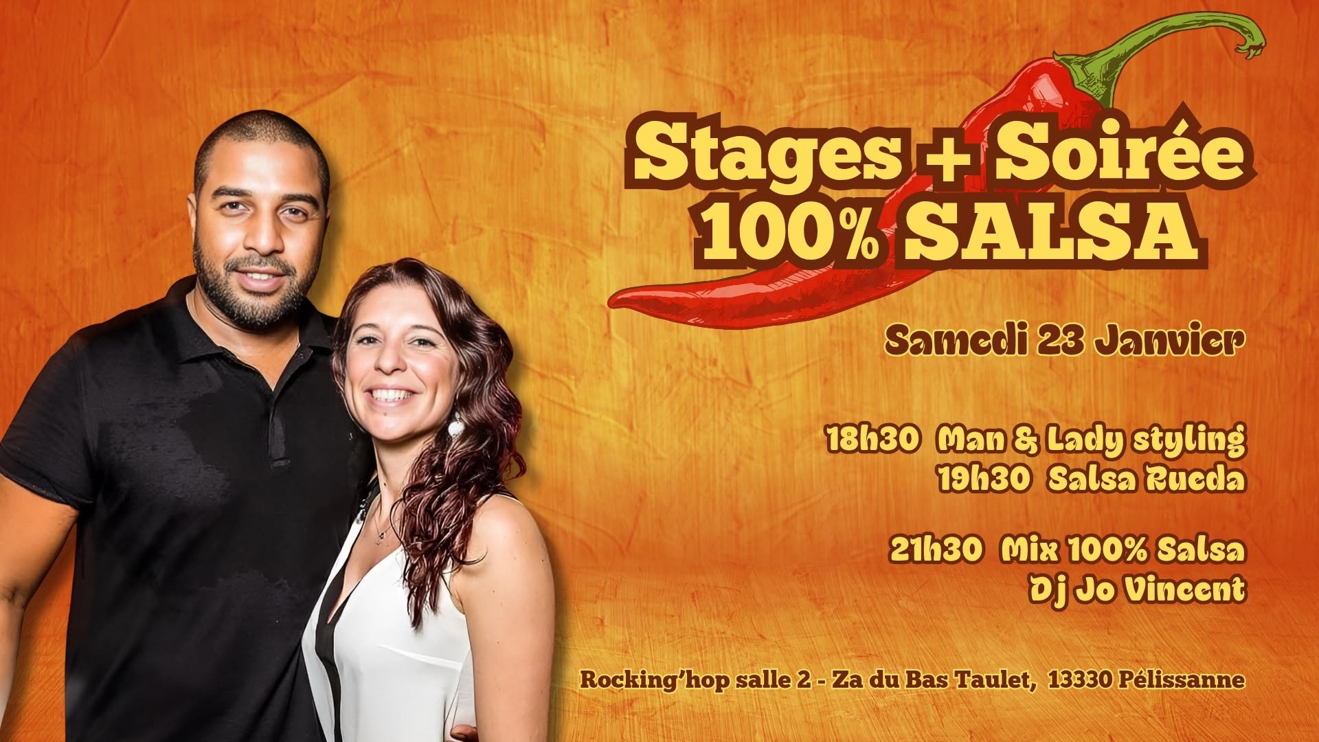 Soirée 100% Salsa + Stages samedi 23 janvier — SAT 23 – SUN 24 JAN 2027