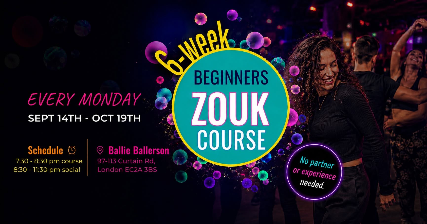 6 Week Beginners Zouk Course - Mondays, Shoredtich — MON 12 OCT