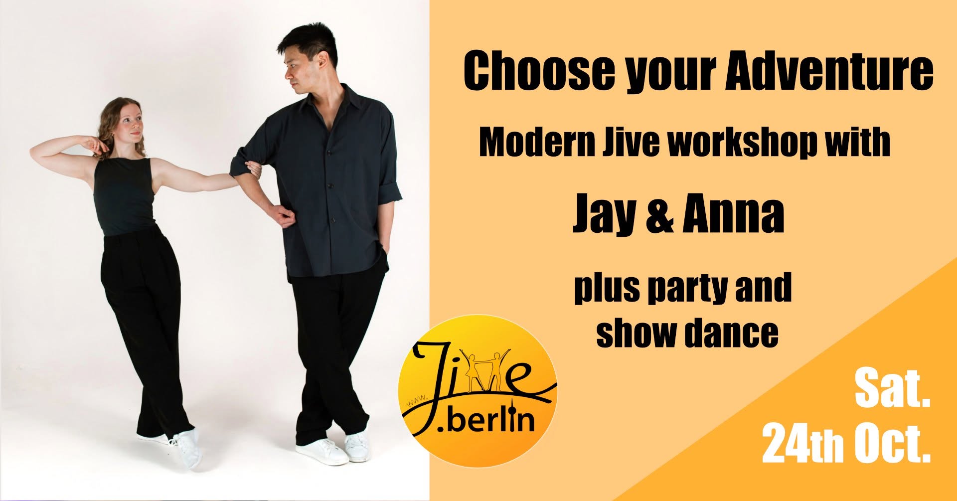 Modern Jive workshop - Choose your Adventure with Champions Jay & Anna — SAT 24 OCT