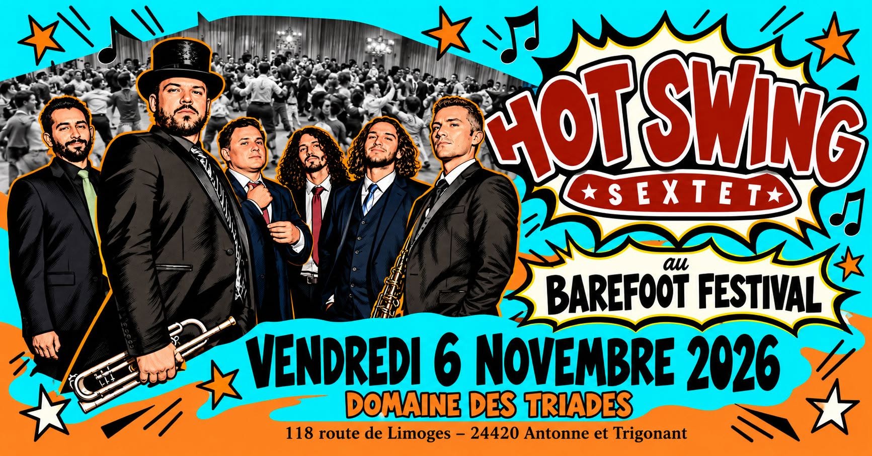 Soirée Dansante avec les Hot Swing Sextet Barefoot Festival — FRI 6 NOV