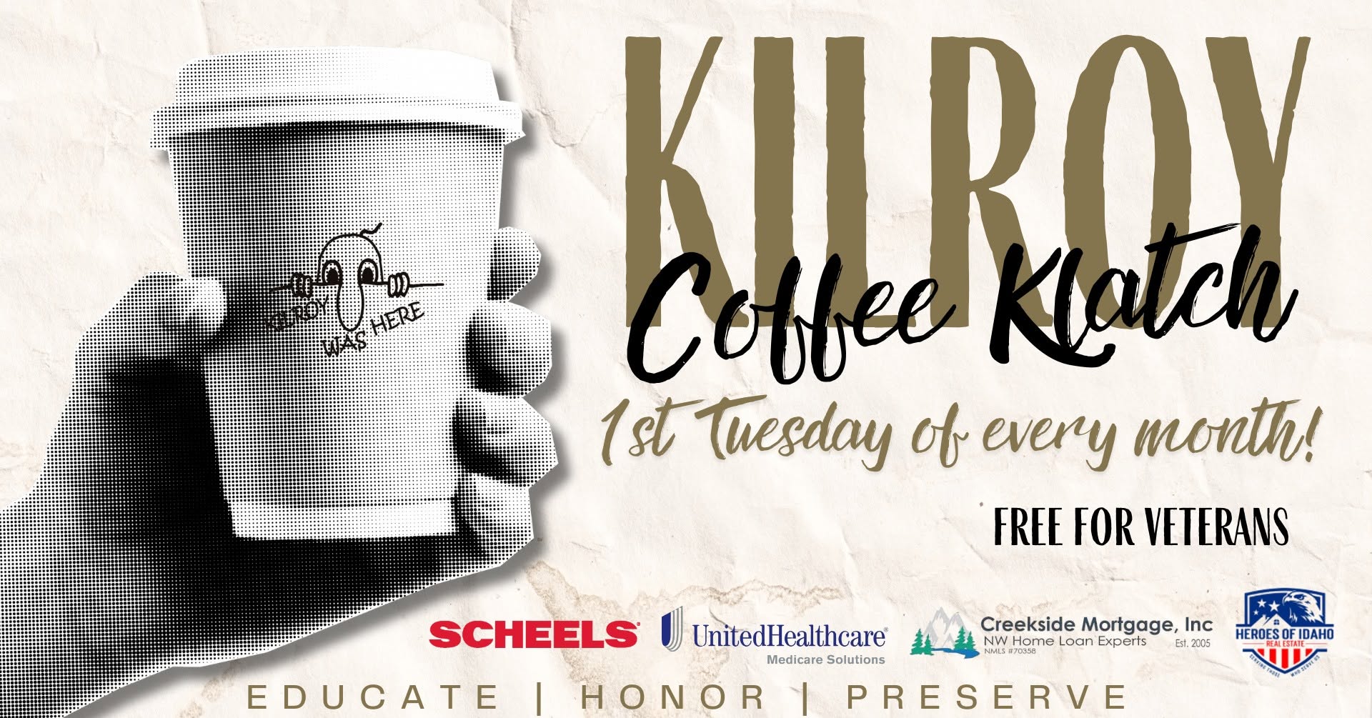 Kilroy Coffee Klatch — TUE 3 NOV