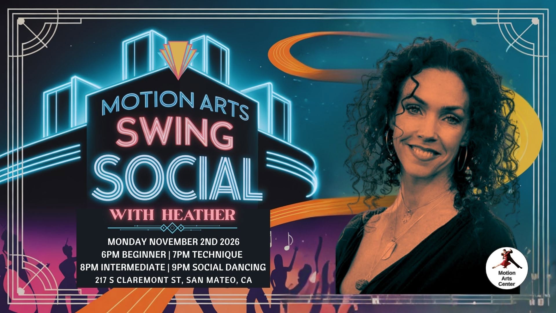 Motion Arts Swing Social with Heather Powers in San Mateo!  — TUE 3 NOV
