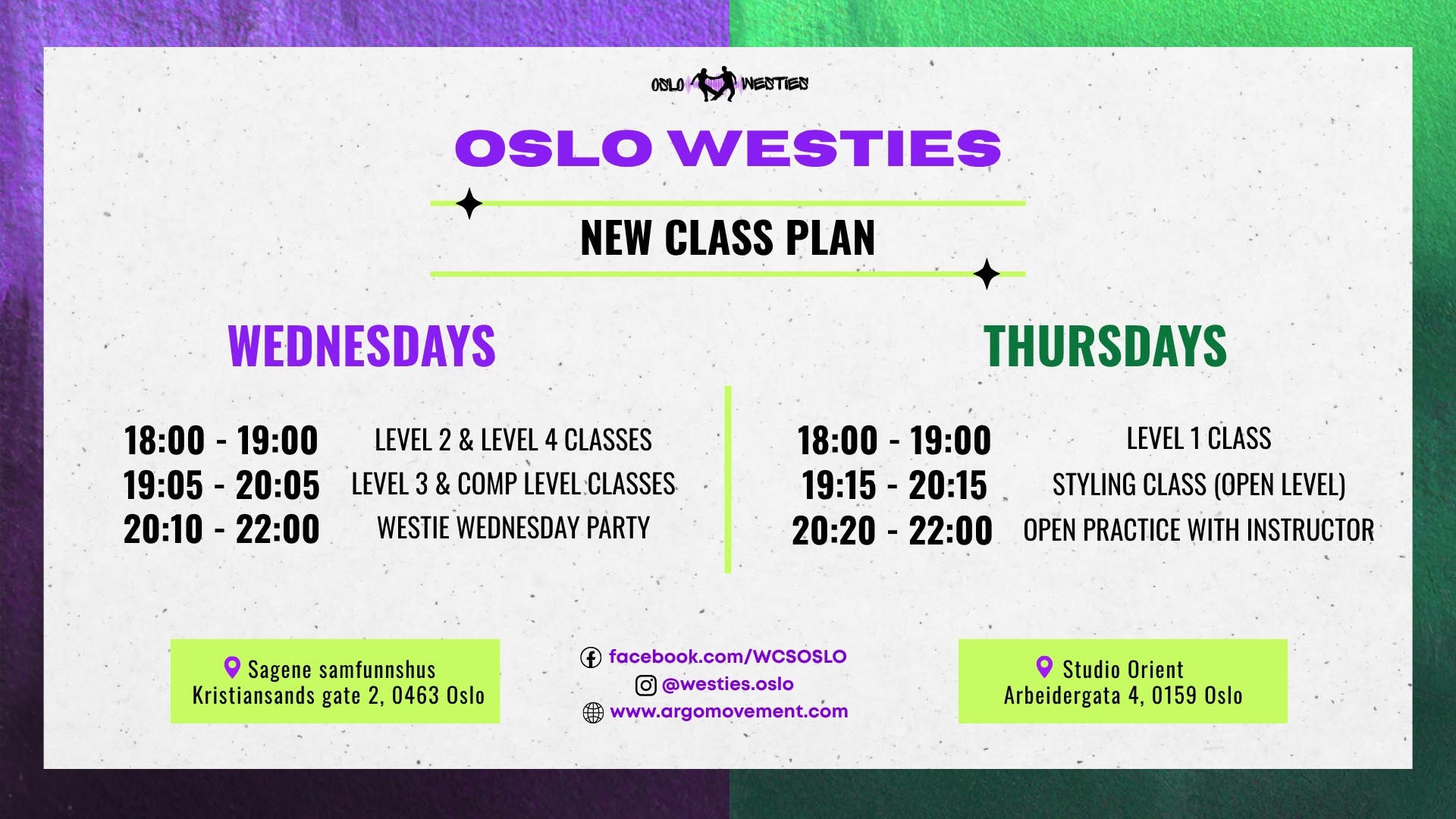 Weekly WCS classes, party & practice | Oslo Westies ๐ โ THU 8 OCT