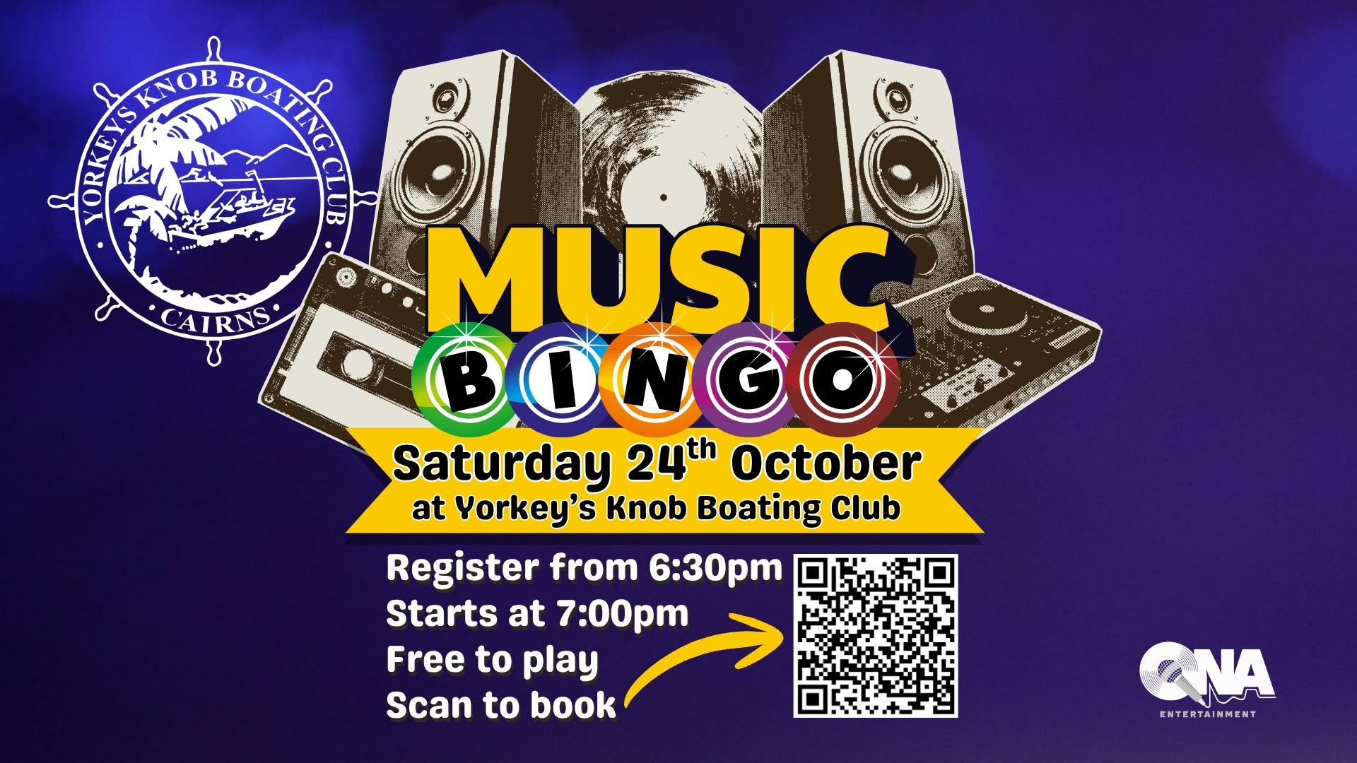 Music Bingo at Yorkey's Knob Boating Club! — SAT 24 OCT