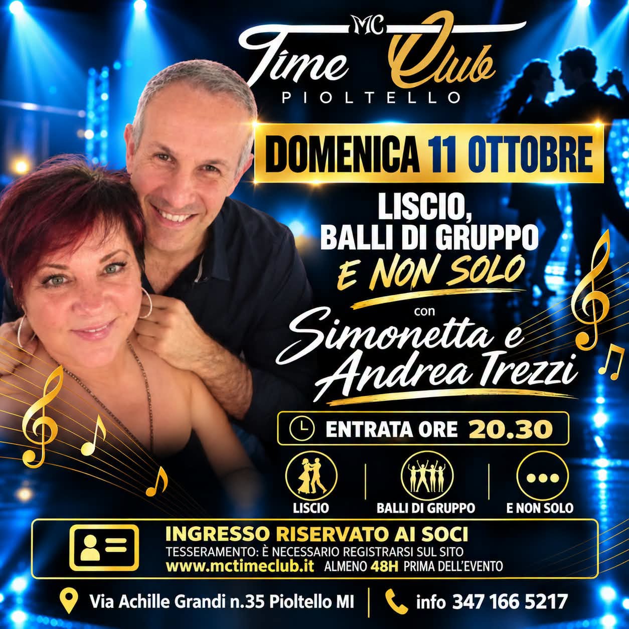 Evento con Orchestra "SIMONETTA & ANDREA TREZZI" LISCIO, BALLI DI GRUPPO-BOOGIE DOM. 11 OTTOBRE 2026 — SUN 11 OCT