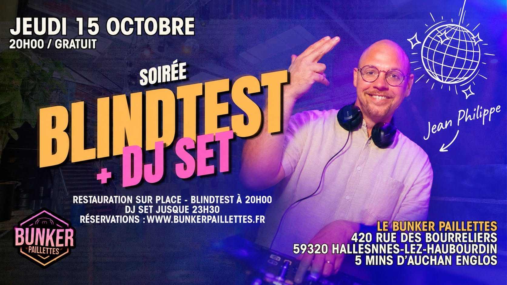 ✨ SOIRÉE BLIND TEST + DJ SET AVEC JEAN PHILIPPE ✨ — THU 15 OCT