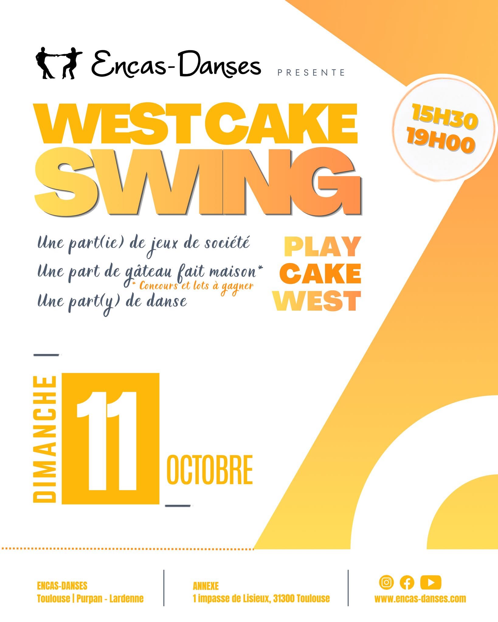 WEST CAKE SWING : Après-midi Dansante 100% West Coast Swing - Toulouse — SUN 11 OCT