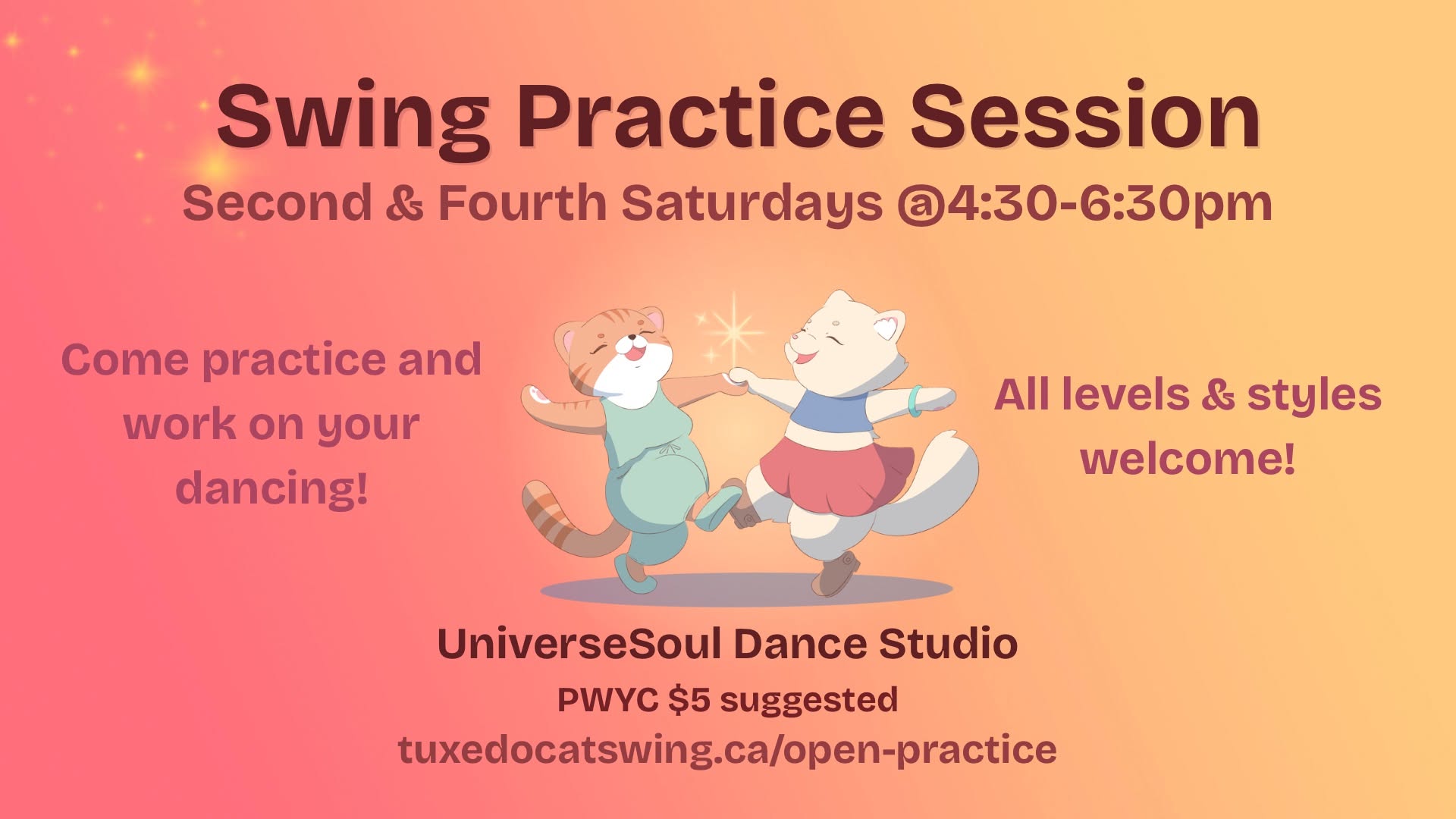 Open Swing Dance Practice - All Styles & Levels — SAT 10 – SUN 11 OCT