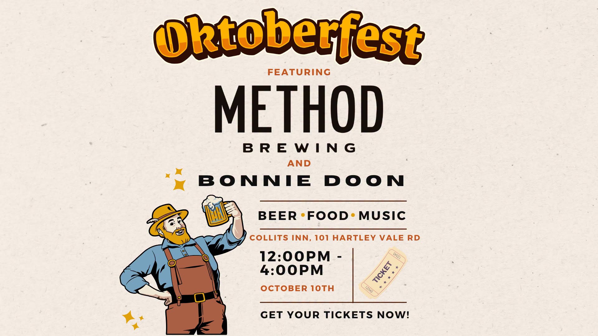 Oktoberfest with Method Brewing  — SAT 10 OCT
