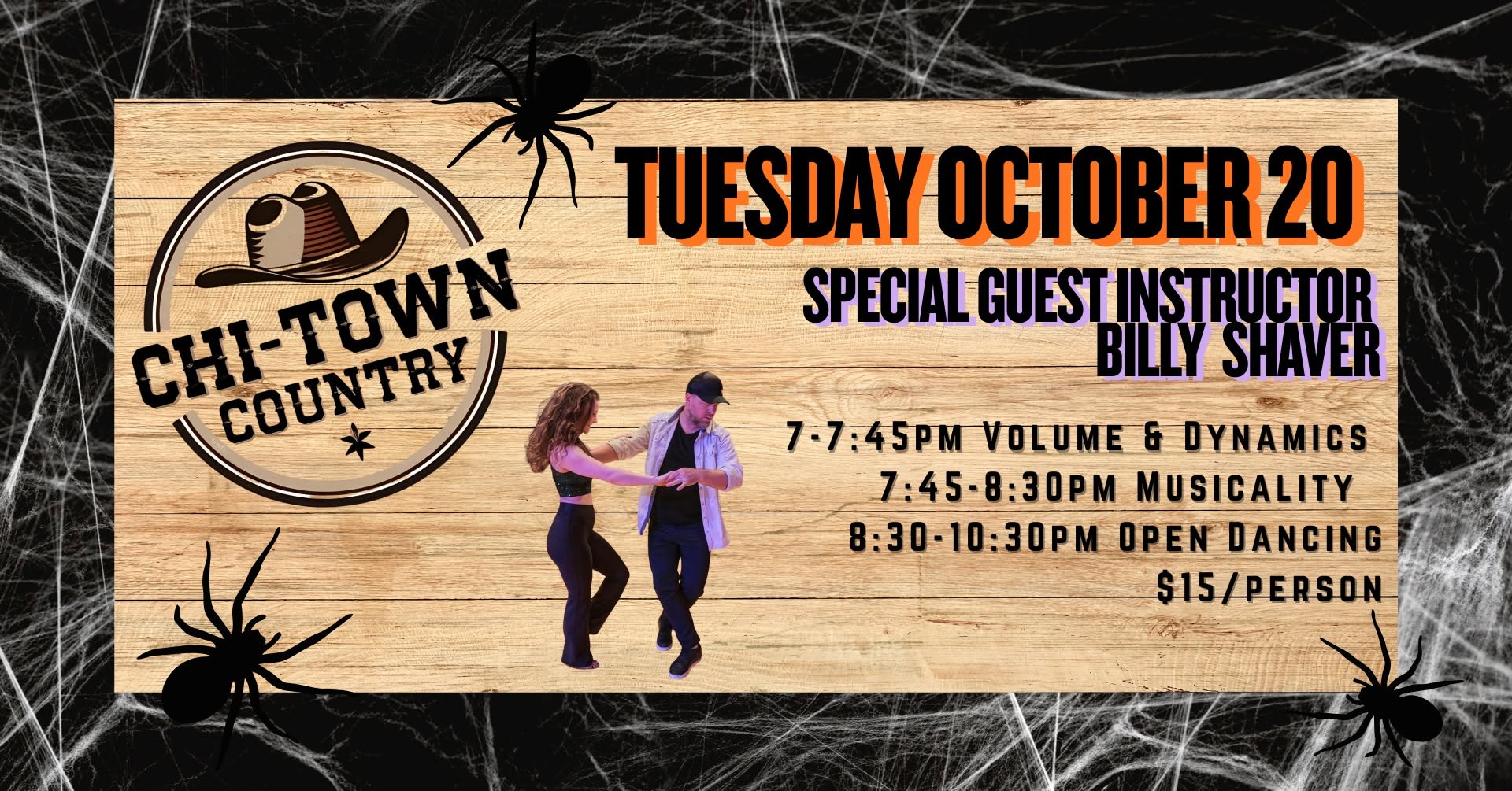 🎃 A Wicked Night of Country Swing w/ guest instructor Billy Shaver!  — WED 21 OCT