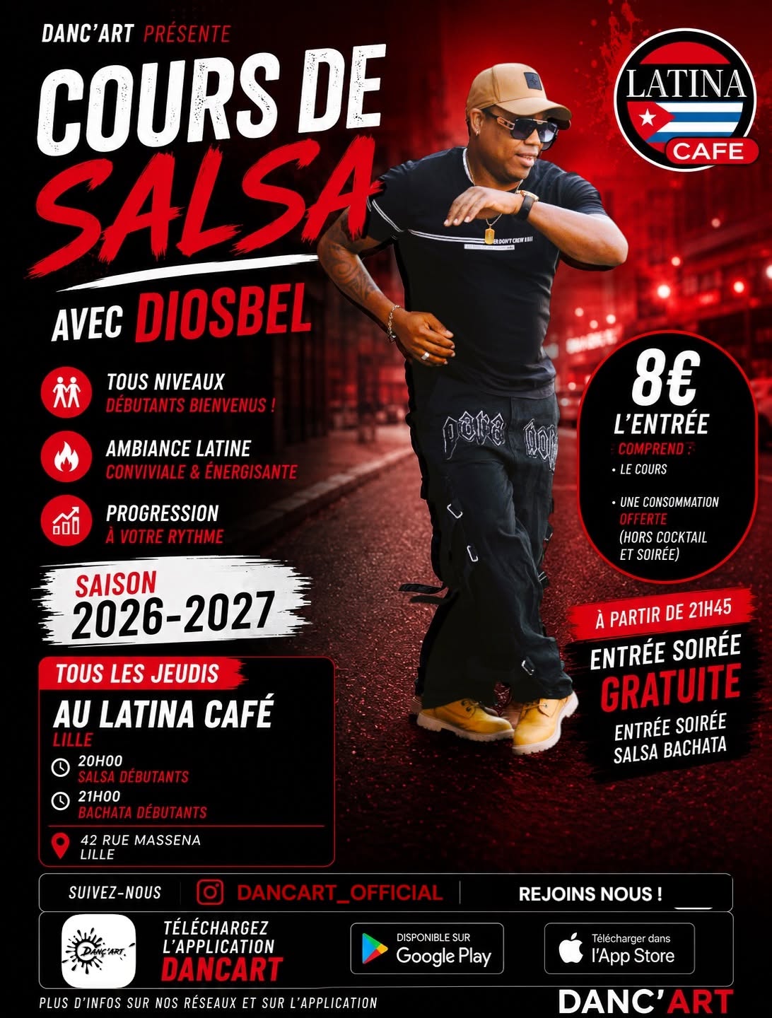 Cours & Soirée Salsa Bachata à Lille | Latina café • DANC’ART — THU 15 OCT