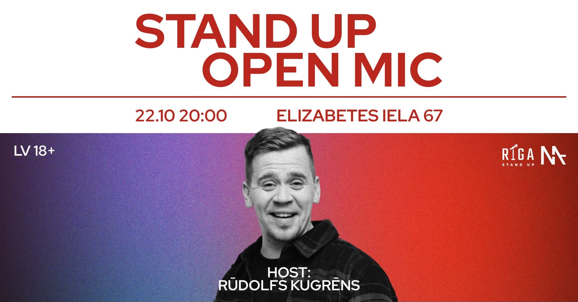 Riga Stand Up / LV Open Mic MASA / 22.10 20:00 — THU 22 OCT