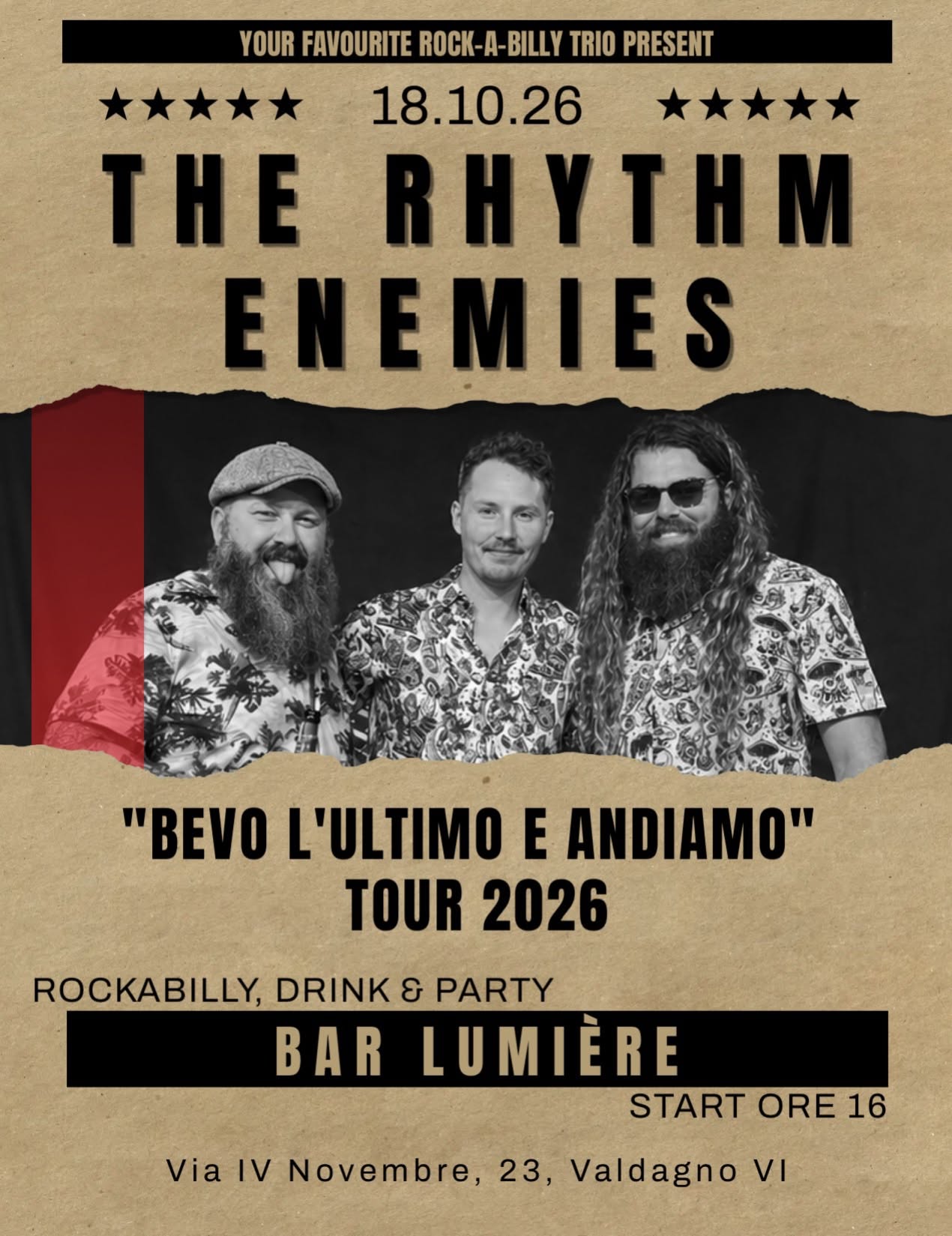 THE RHYTHM ENEMIES 🎙️🥁🎸 live @ Bar Lumiére Valdagno — SUN 18 OCT