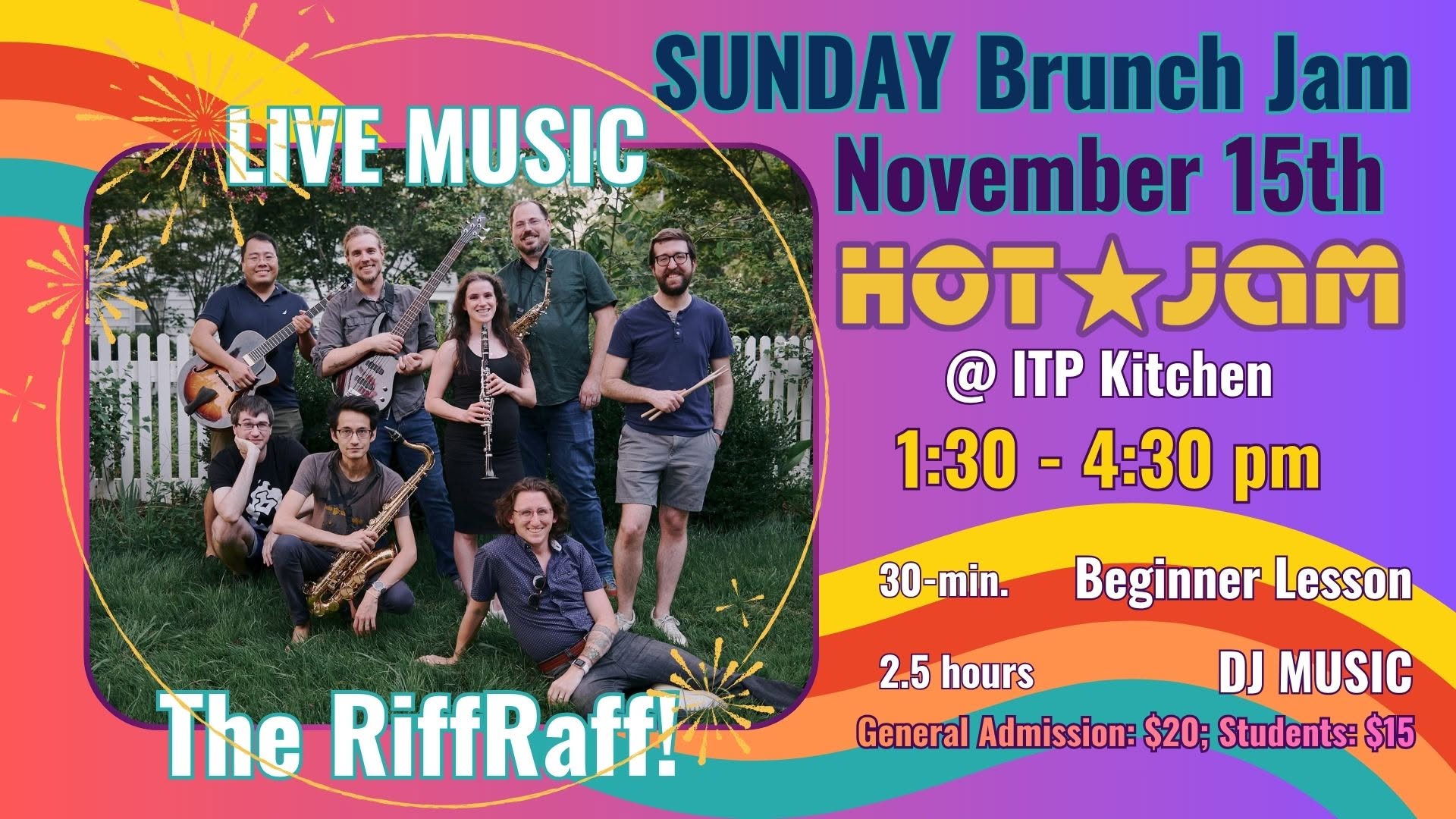 2nd Sunday Brunch Jam featuring LIVE MUSIC from The RiffRaff — SUN 15 NOV