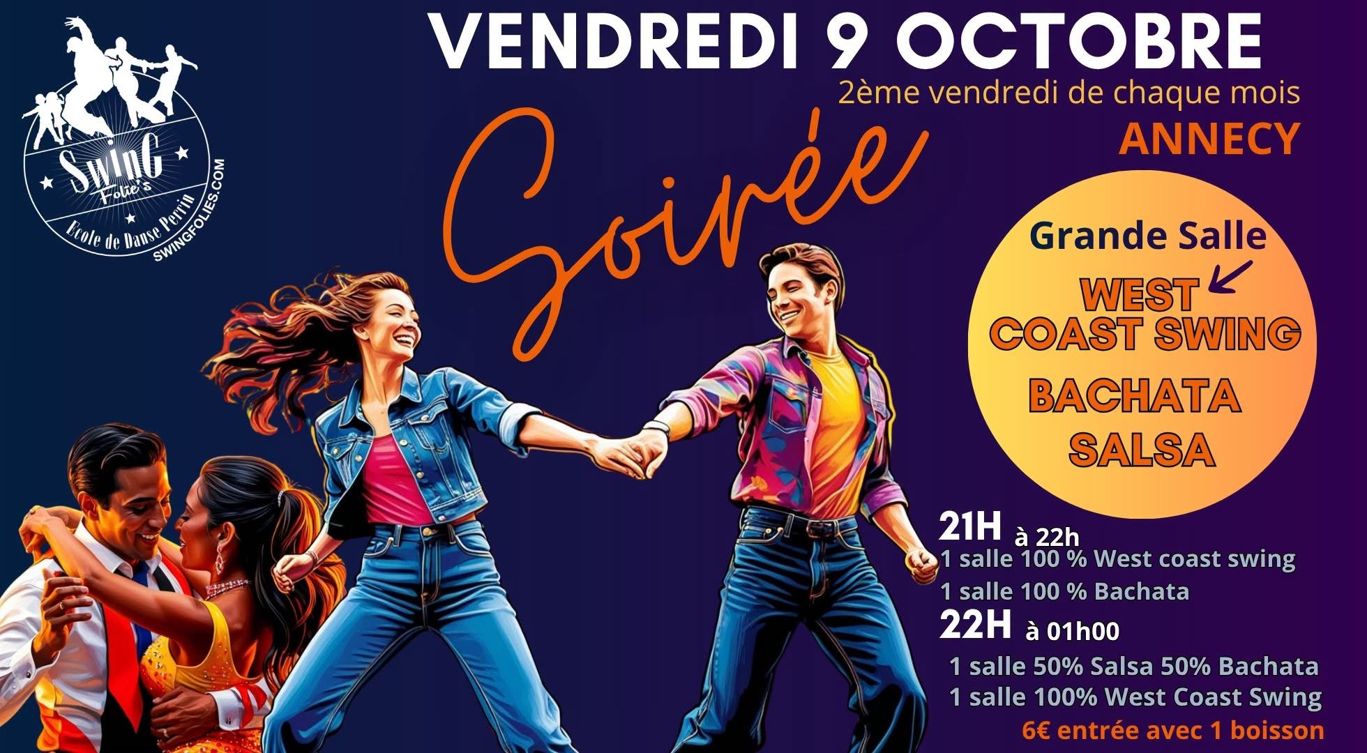 Soirée West Coast Swing - Salsa Bachata - 2 salles 2 ambiances — FRI 13 – SAT 14 NOV