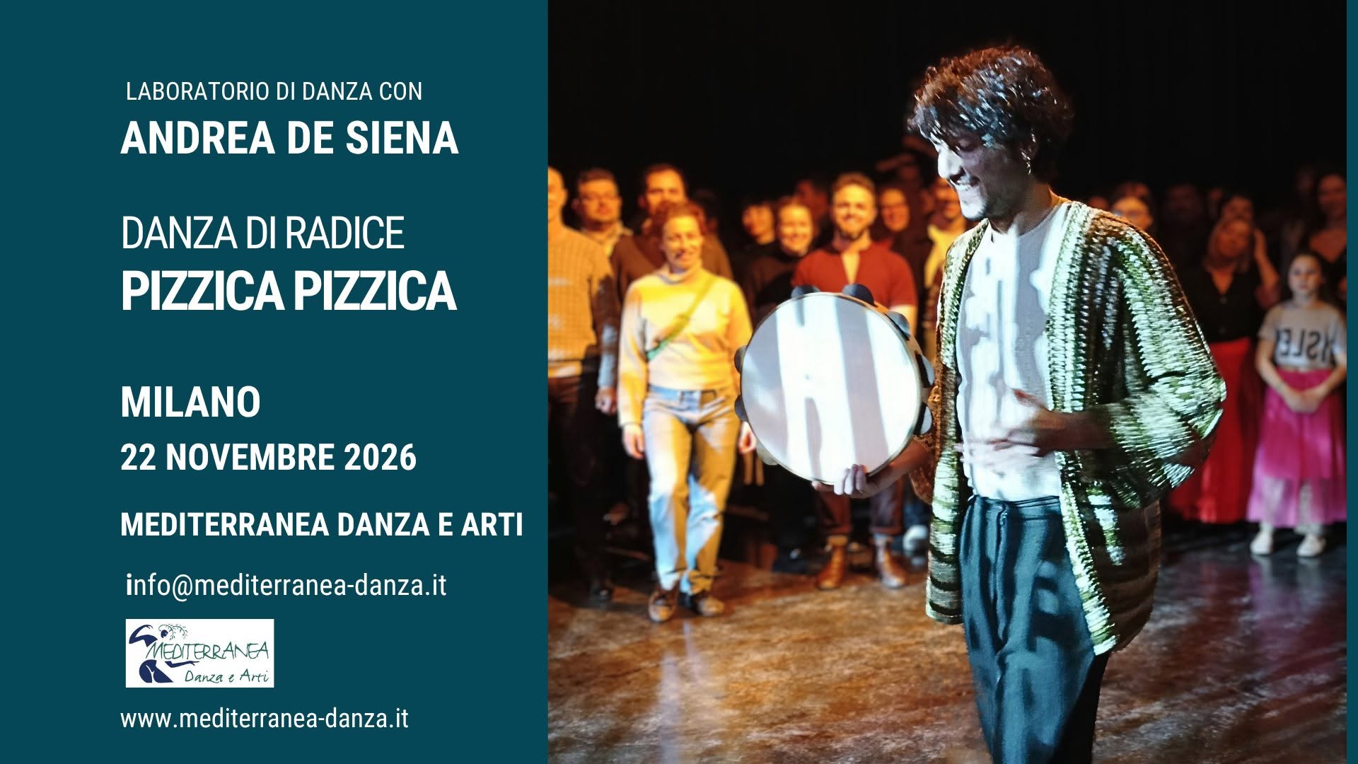 DANZA DI RADICE focus PIZZICA PIZZICA Laboratorio di danza con Andrea De Siena a Milano Mediterranea — SUN 22 NOV