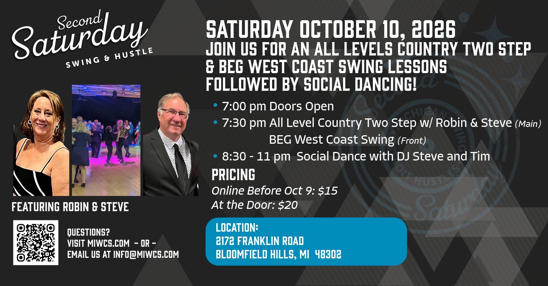 Second Saturday Swing: October 10 - Country Two Step Edition! — SAT 10 – SUN 11 OCT