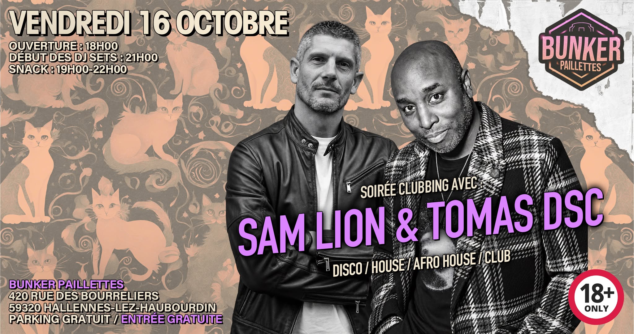 🪩 SOIRÉE CLUBBING AVEC : SAM LION & TOMAS DSC 🪩 — FRI 16 OCT