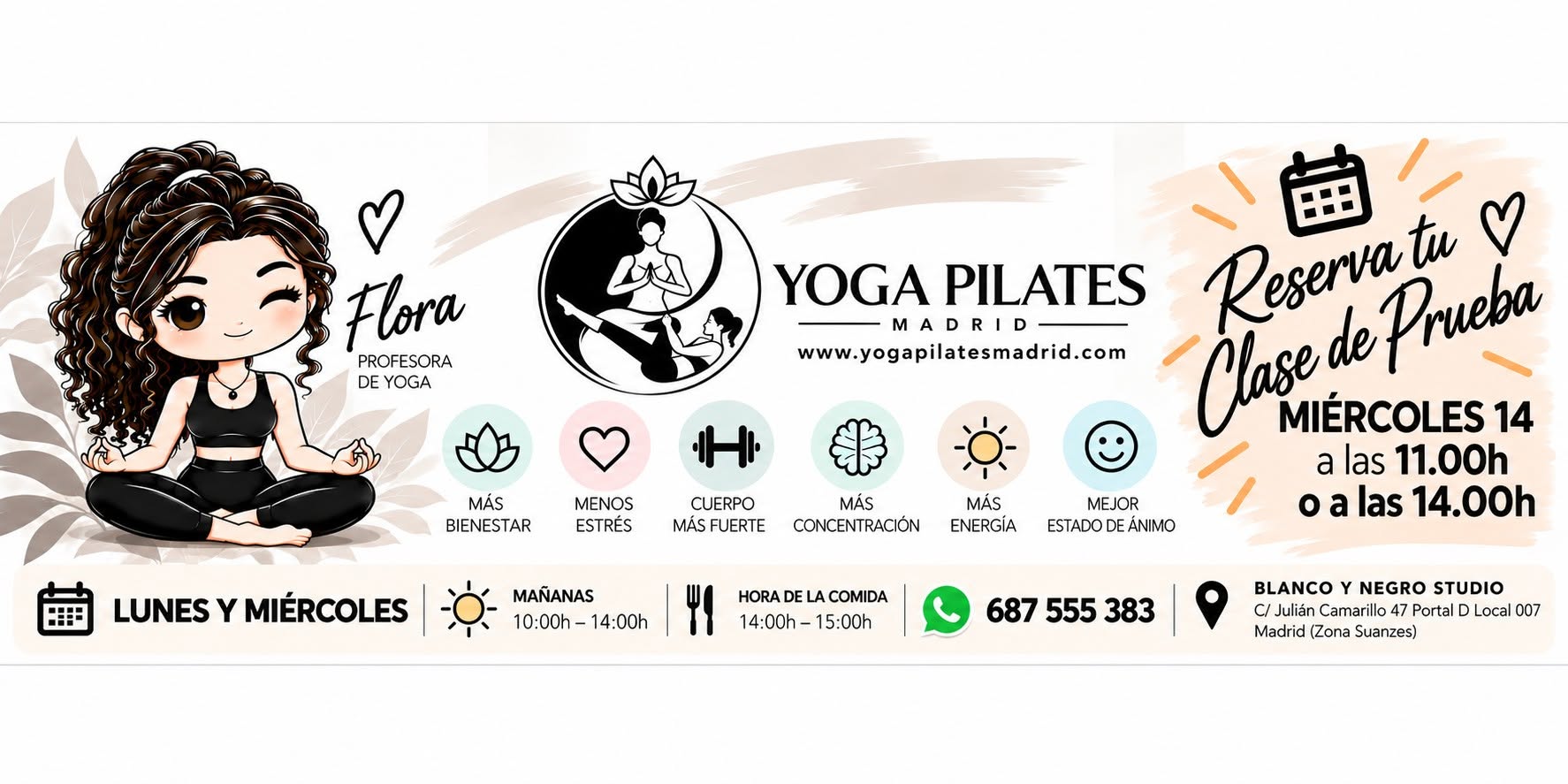 Inscripción Clases Regulares Yoga / Pilates en Blanco y Negro Studio. — SAT 10 – FRI 23 OCT